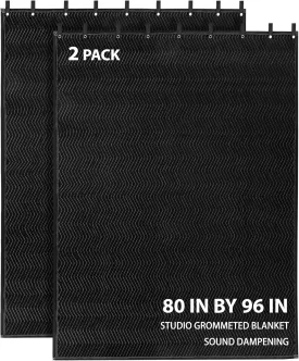 2 Pcs Large Sound Dampening Blanket,96" x 80" Soundproof Blanket with Grommets,850GSM Heavy Duty Studio Sound Absorption Blankets,Acoustic Blanket Noise Reduce for Room,Light Blocker,Moving Blankets