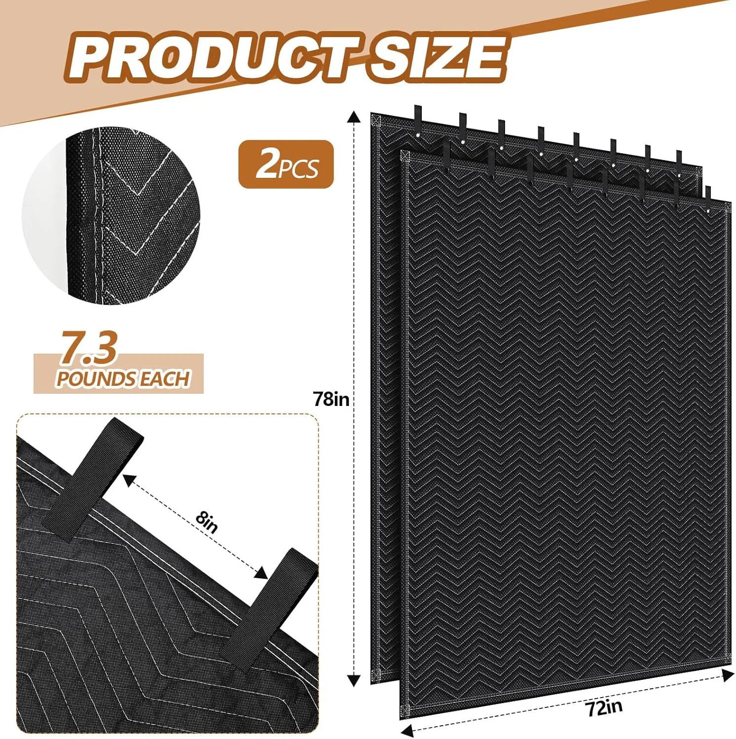 2 Pcs Sound Dampening Blanket Soundproof Blanket Grommeted Sound Dampening Blanket Studio Sound Absorption Sheet Light Blocker, Insulated Blanket, General Indoor or Outdoor Use (72 x 78 Inches)