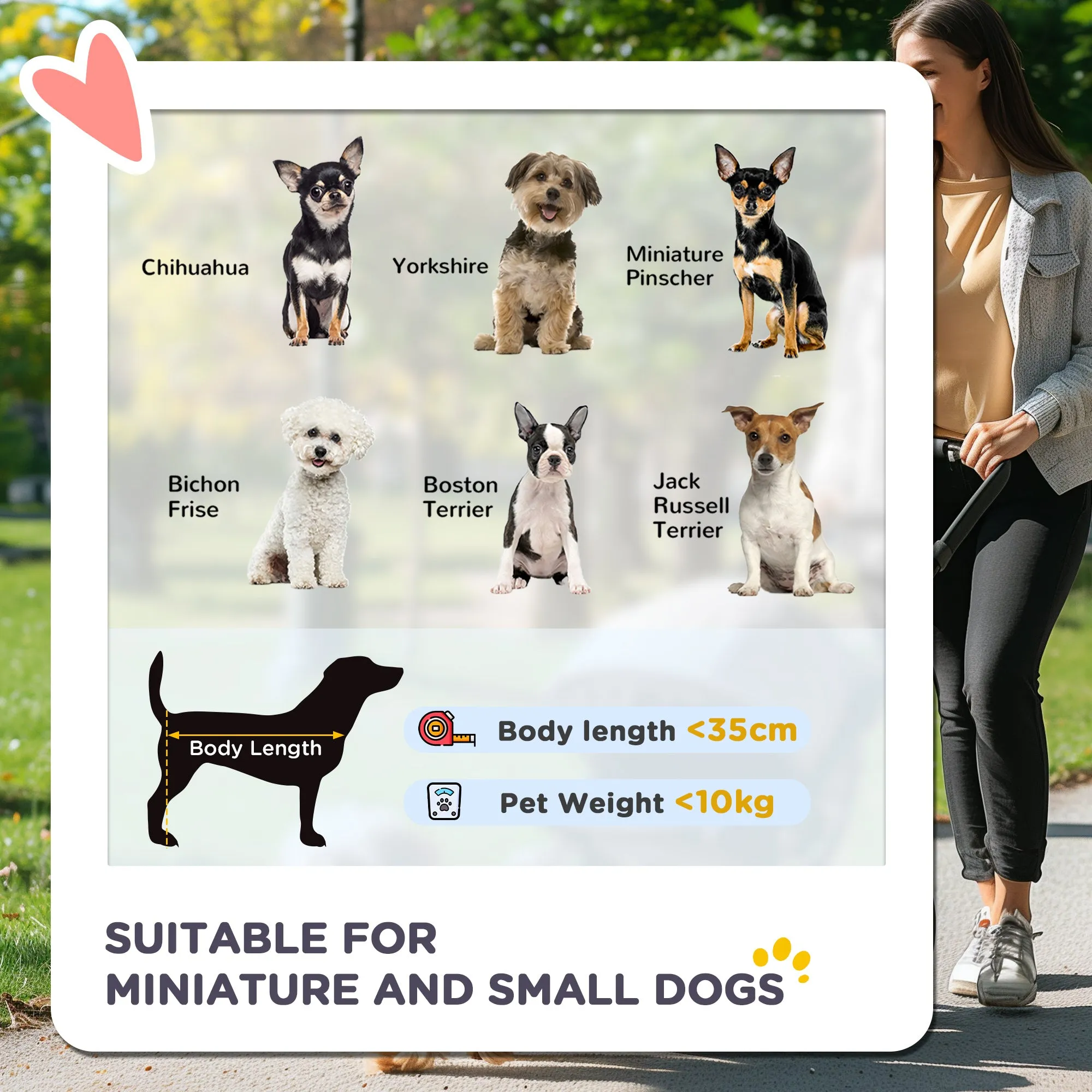 3 In 1 Detachable Pet Stroller, for Extra Small and Small Dogs - Pink