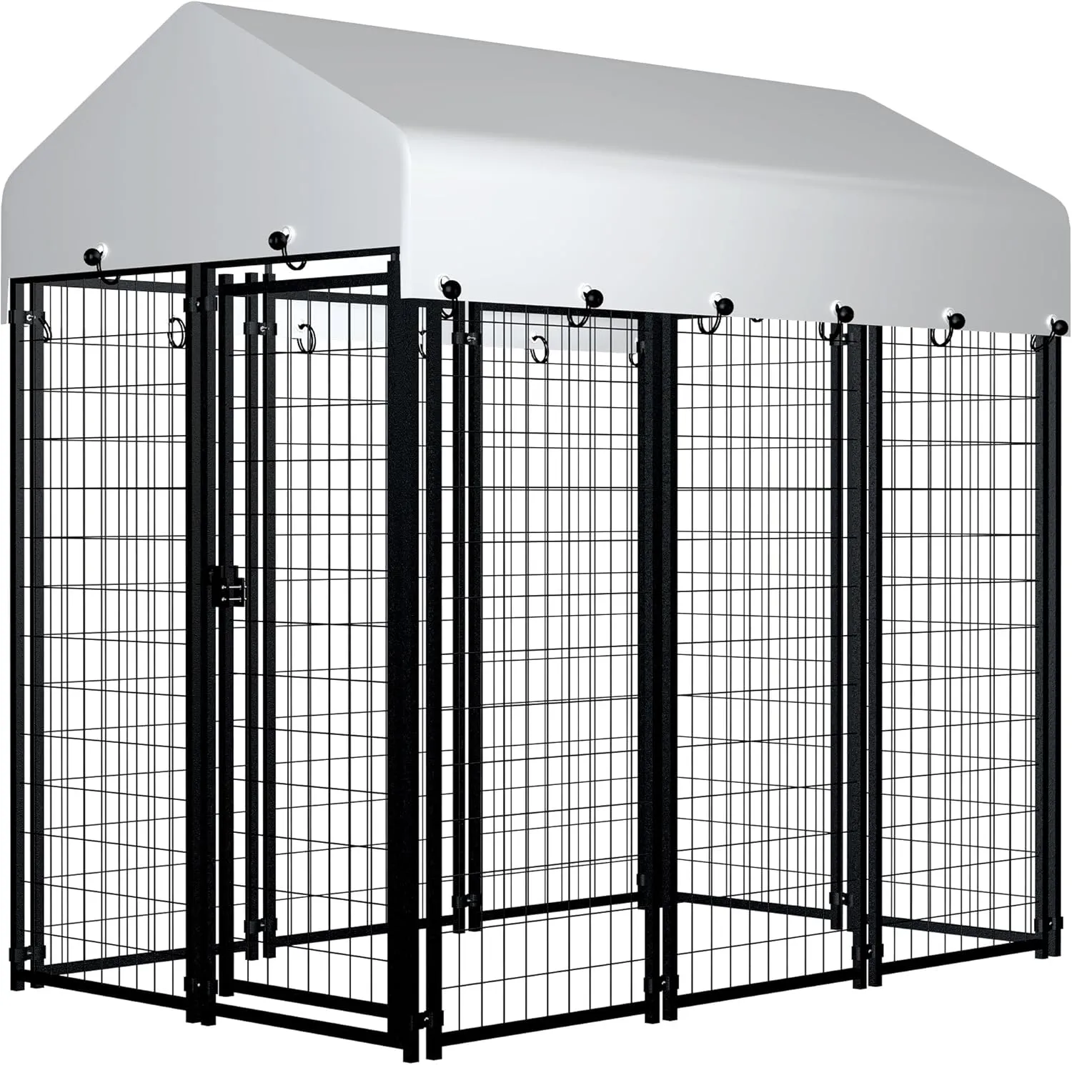 6'x4'x6' Large Outside Dog Kennel,Indoor Outdoor Dog Run Animal Enclosure Dog Pen House with Roof Cover Heavy Duty Welded Wire Steel Dog Playpen Fence Without Feeding Door