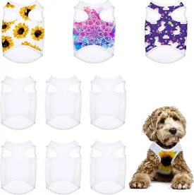 8 Pieces Sublimation Blank Dog Shirt, Heat Transfer Dog Apparel Pajamas, Heat Press Lightweight Puppy Vest, Cool Breathable Clothes for Small Medium Wearing(L)
