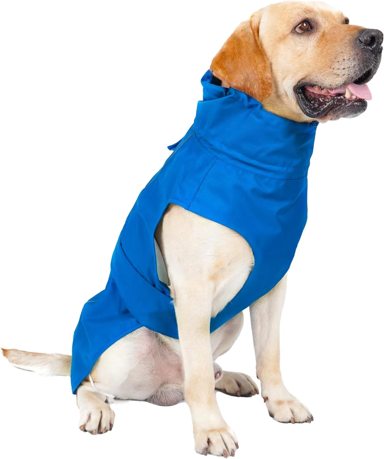 Adjustable Waterproof Dog Raincoat for Dogs,Lightweight Pet Rain Jacket Puppy Clothes with Reflective Strip for Small Medium Large Dogs (Blue, Large)