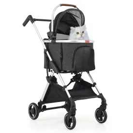 Athena collection Dog Stroller for Small/Medium Dogs,Foldable Pet Stroller with Detachable Carrier,Lightweight Cat Stroller up to 33lbs(Dark Gray)