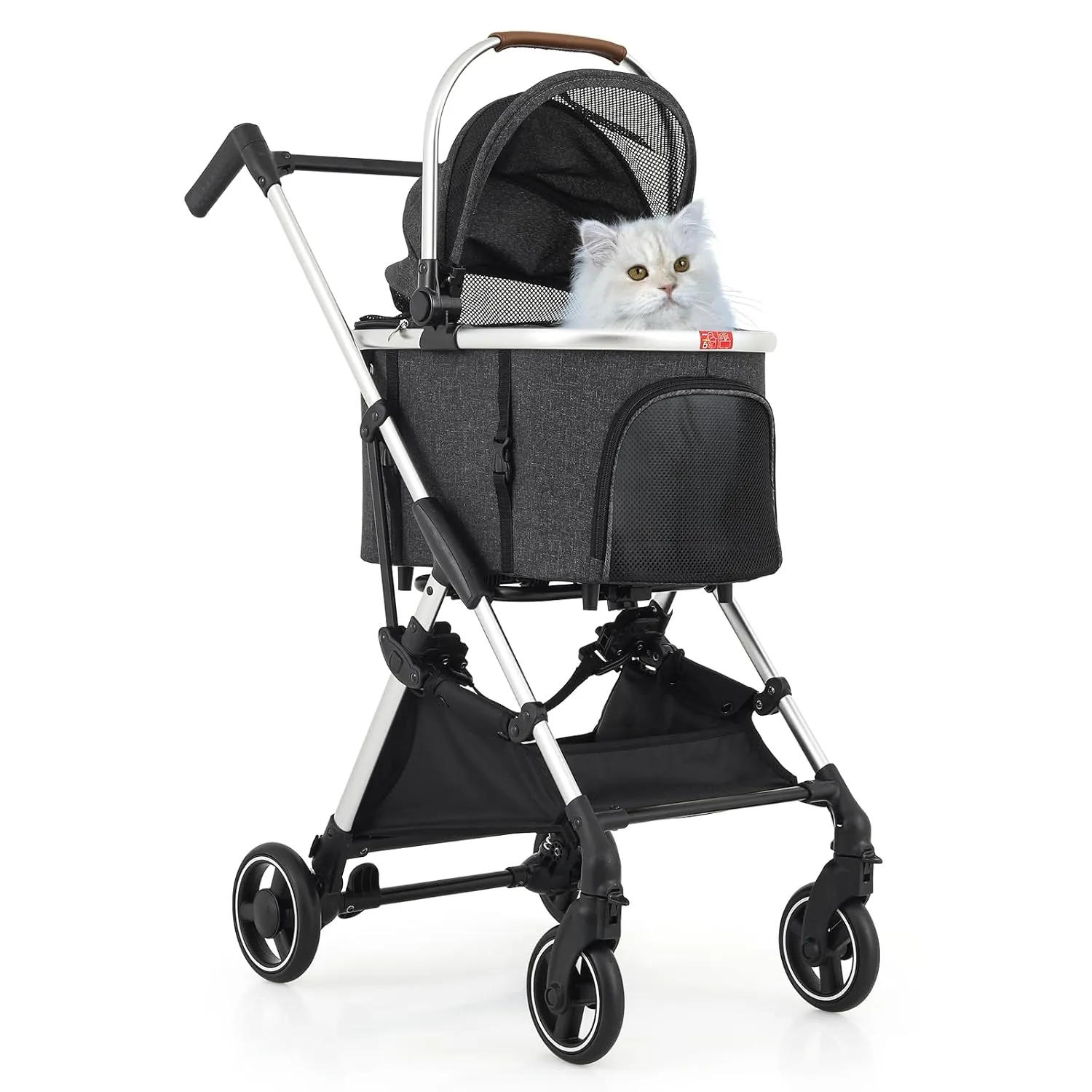 Athena collection Dog Stroller for Small/Medium Dogs,Foldable Pet Stroller with Detachable Carrier,Lightweight Cat Stroller up to 33lbs(Dark Gray)