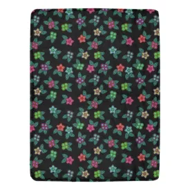 Berry Flowers Black Ultra-Soft Micro Fleece Blanket 60"x80"