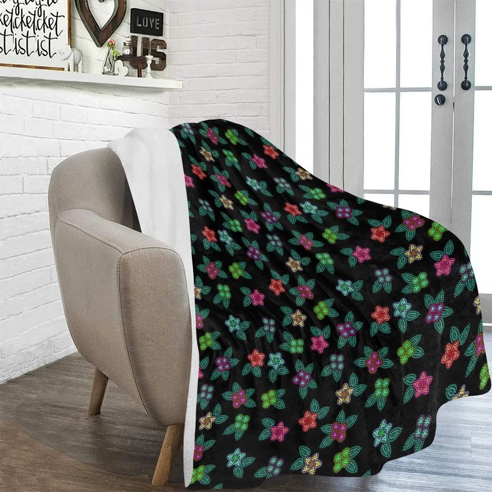 Berry Flowers Black Ultra-Soft Micro Fleece Blanket 60"x80"