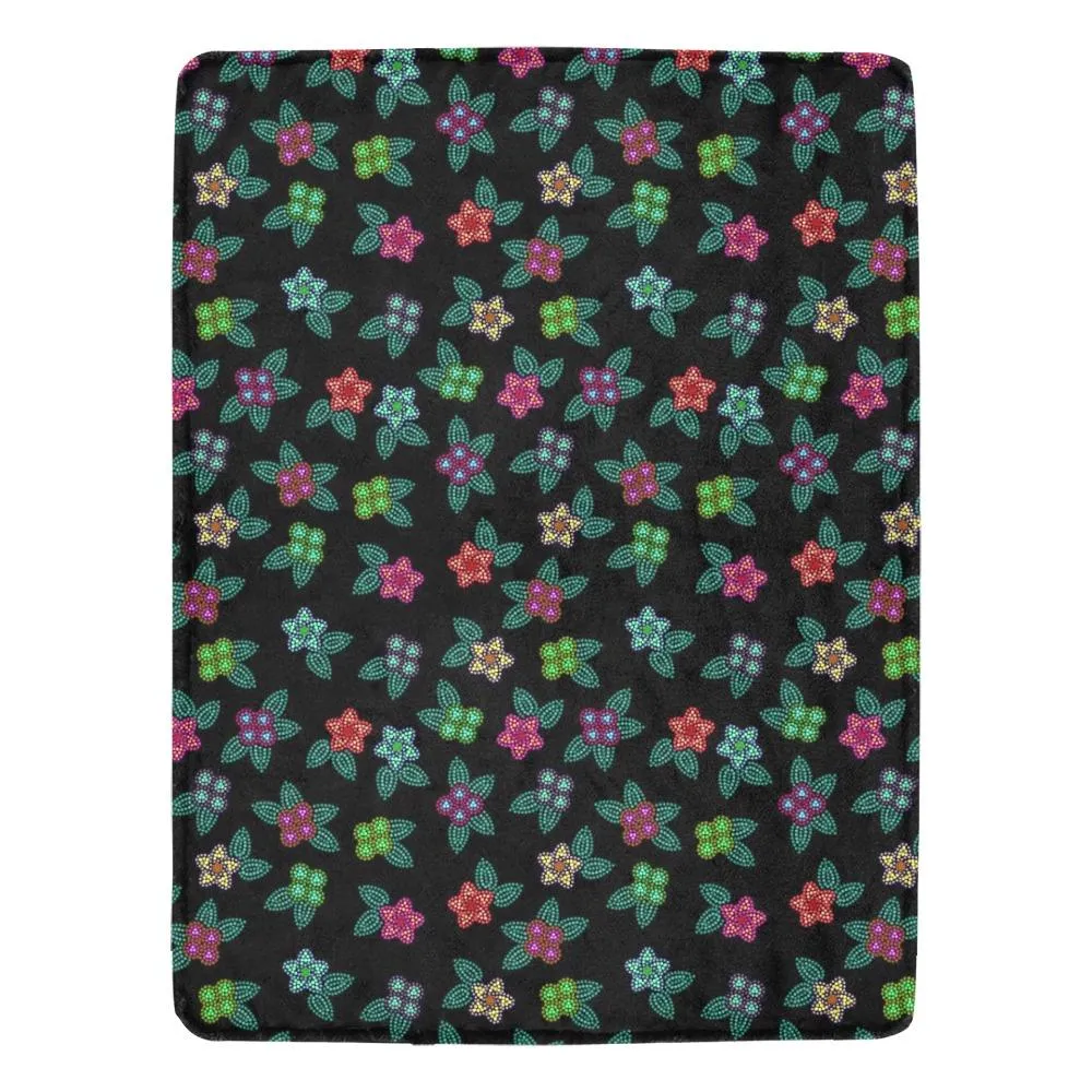 Berry Flowers Black Ultra-Soft Micro Fleece Blanket 60"x80"