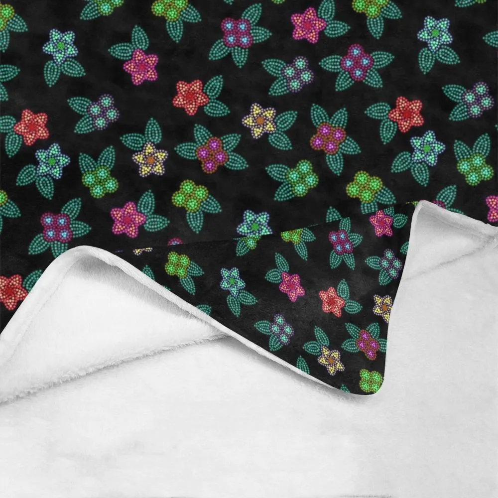 Berry Flowers Black Ultra-Soft Micro Fleece Blanket 60"x80"