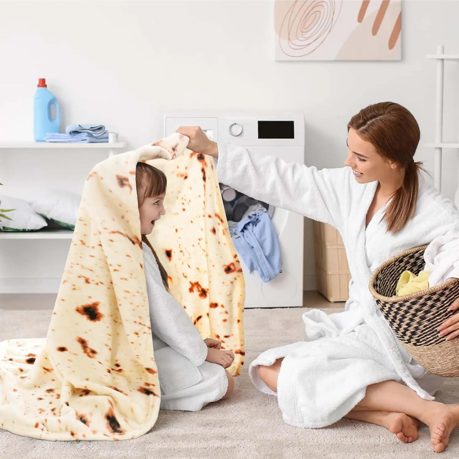 Bnuitland Burritos Tortilla Blanket, Funny Gift Wrap Throw, Realistic Super Soft Taco Food Novelty Swaddle Blanket for Baby/Kids and Pets