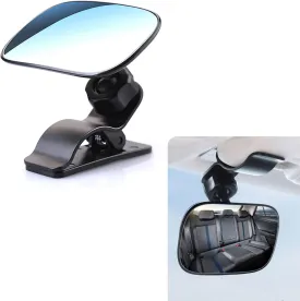 Car Interior Baby Viewing Mirror, Large Field of View Curved Mirror, Sun Visor Clip-on Installation, Multiangle Adjustable, Universal for Car (Black)