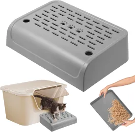 Cat Litter Box Ramp, Double Layered Self-Cleaning Cat Litter Box with Filter Function Trapper with Storage Filter Pedal Easy Clean Pedal Step Stool Anti Litter Tracking Gray