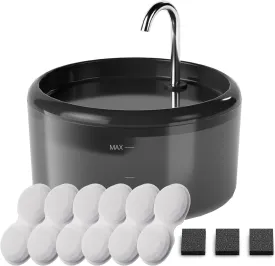Cat Water Fountain for Cats Inside: Pet Water Fountain - Auto Cat Drinking Fountain - Faucet Pet Water Dispenser with LED Light - Silent Water Bowls for Small Animal - 80oz/2.4L Waterer with 9 filters