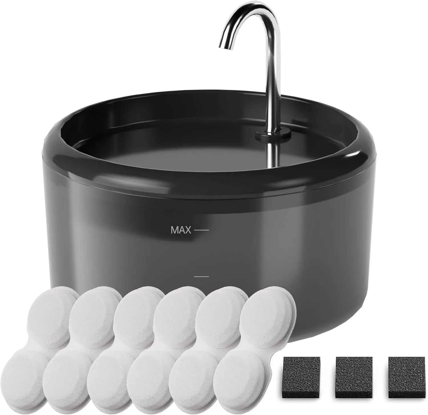 Cat Water Fountain for Cats Inside: Pet Water Fountain - Auto Cat Drinking Fountain - Faucet Pet Water Dispenser with LED Light - Silent Water Bowls for Small Animal - 80oz/2.4L Waterer with 9 filters