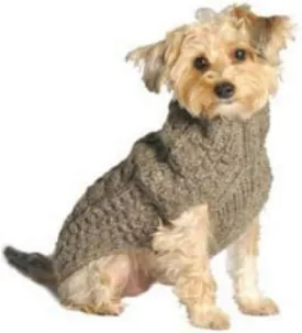 Chilly Dog Cable Dog Sweater, Small, Grey