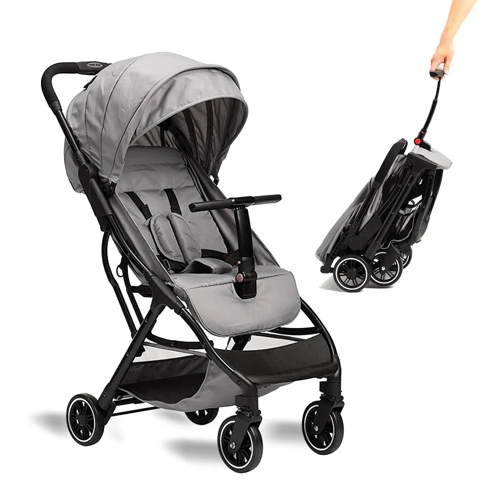 COOL KIDS Portable Stroller with Automatic FoldLightweight Umbrella Stroller with Pop Out Sun Canopy for Travel(Gray)