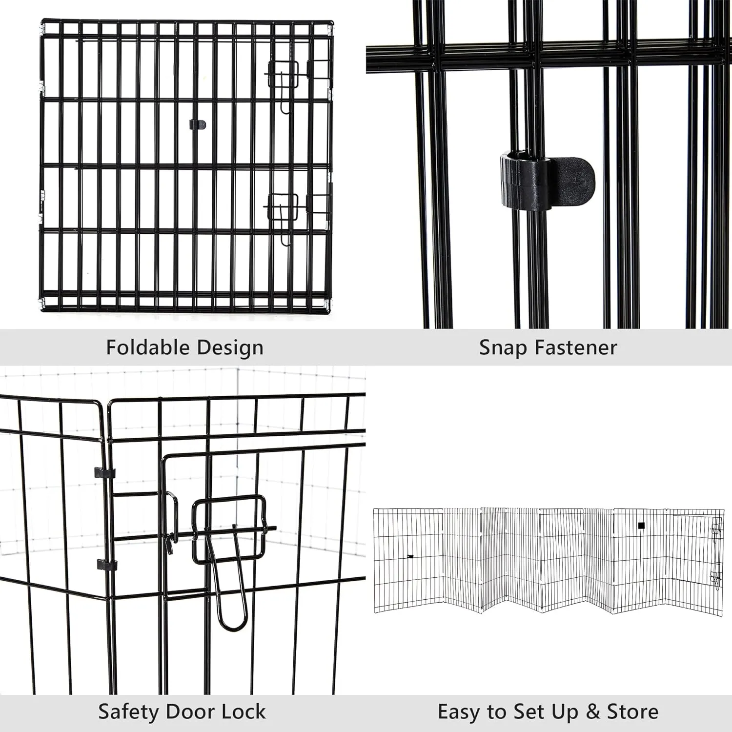 COOVA Foldable Octagonal Metal Dog Pen, Dog Exercise and Playpen, 24 Inches Wide x 24 Inches High, 8 Panels, Black