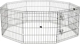 COOVA Foldable Octagonal Metal Dog Pen, Dog Exercise and Playpen, 24 Inches Wide x 24 Inches High, 8 Panels, Black