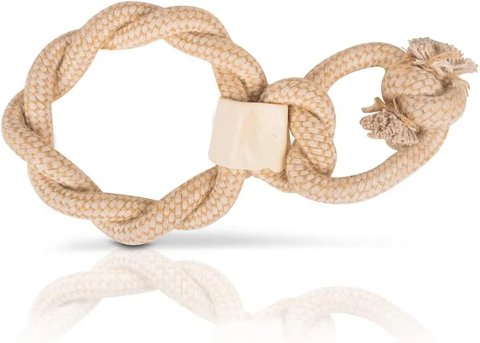 Cotton Tug Rope Toy for Adult Dogs, Puppies, Cats | Tough, Durable and Fun | Chewing Interactive Pet Toy (Hoop Rope Toy)