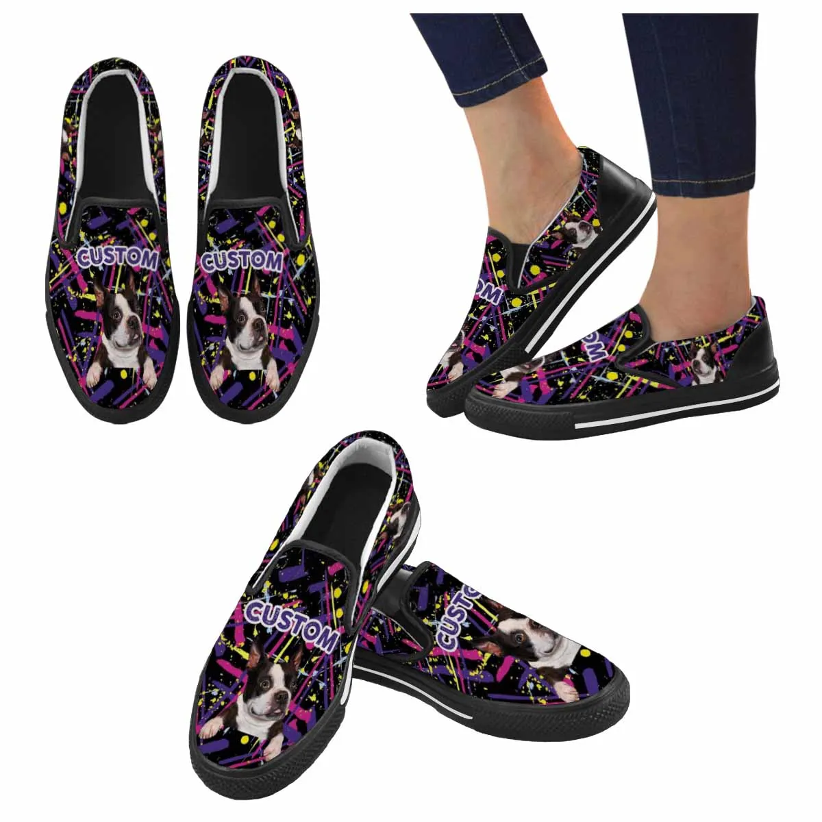 Custom Pet Face&Name Slip-on Canvas Shoes