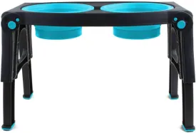 Dexas Popware for Pets Adjustable Height Double Pet Feeder, Gray/Blue, (PW120432312)