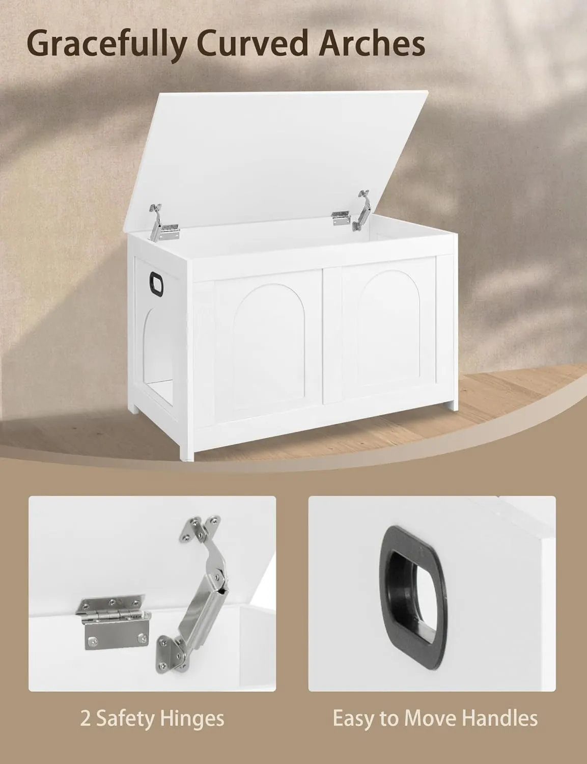 DINZI LVJ Cat Litter Box Enclosure, Flip Top Litter Box Furniture, Farmhouse Hidden Cat Washroom, Wooden Pet House, End Side Table, 31.5" L x 19.7" W x 19.7" H, Sturdy and Easy to Assemble, White