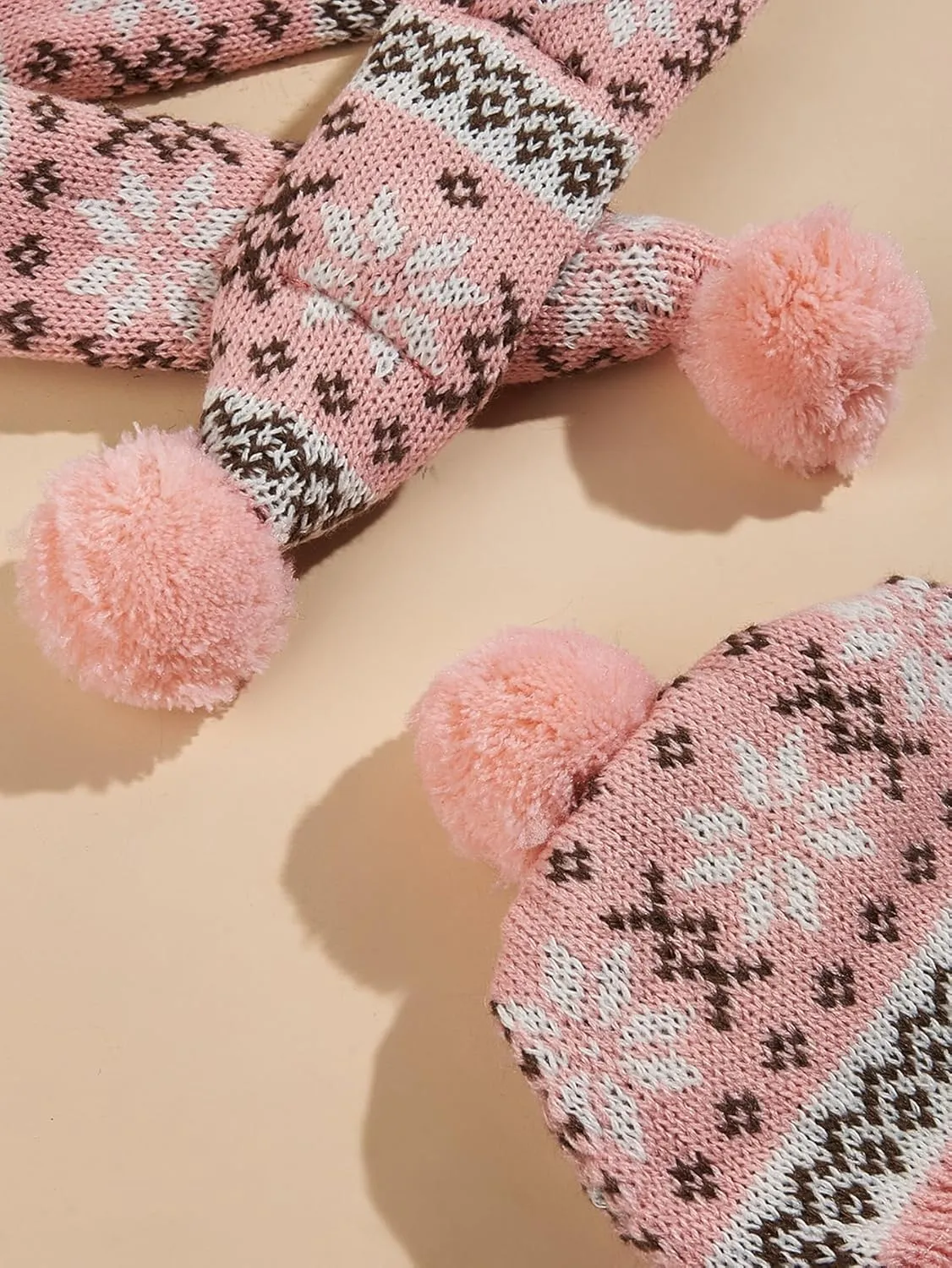 Dog Hat & Scarf Set, Dog Knitted Hat Pet Christmas Winter Warm Caps Cute Accessories Neck Ear Warmer Hood Warm Scarf Party Decoration for Pet Cat and Dog fit for Small A-Pink Wave Large