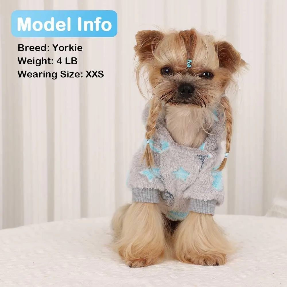 Dog Sweater, Glow in The Dark Dog Hoodie, Soft Flannel Pet Clothes for Boy Girl, Winter Warm Puppy Sweater for Chihuahua Yorkie Cat (Grey Rocket,M)