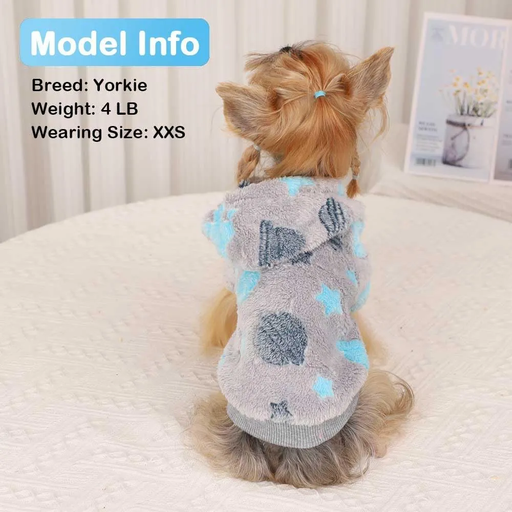 Dog Sweater, Glow in The Dark Dog Hoodie, Soft Flannel Pet Clothes for Boy Girl, Winter Warm Puppy Sweater for Chihuahua Yorkie Cat (Grey Rocket,M)
