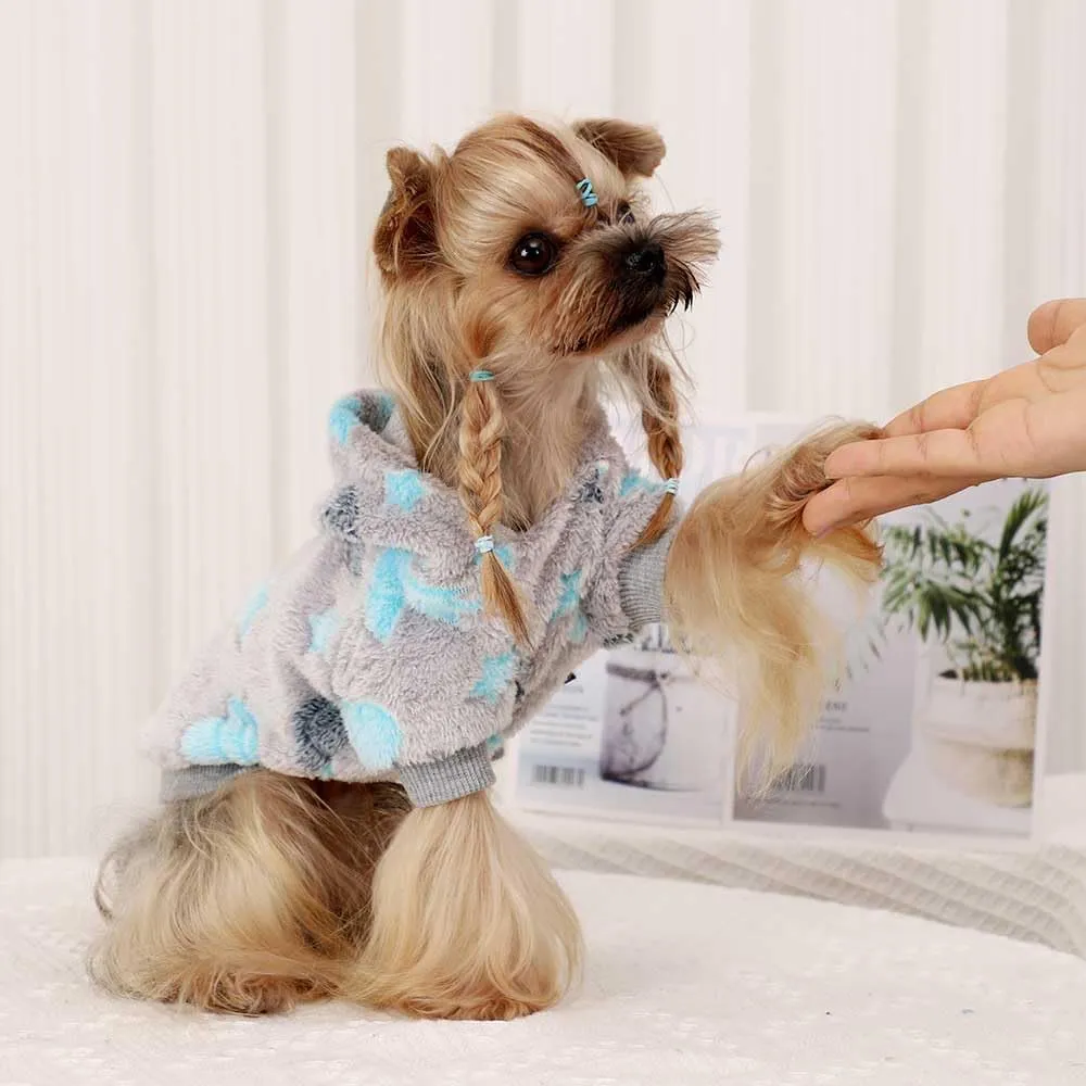 Dog Sweater, Glow in The Dark Dog Hoodie, Soft Flannel Pet Clothes for Boy Girl, Winter Warm Puppy Sweater for Chihuahua Yorkie Cat (Grey Rocket,XXS)