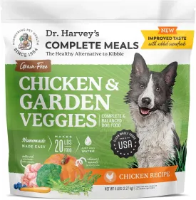 Dr. Harvey's Chicken & Garden Veggies Dog Food, Human Grade Grain-Free Dehydrated Food for Dogs with Freeze-Dried Chicken (5 Pounds)