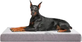 Extra Large Dog Bed, Cooling Dog Beds for Large Size, Washable Orthopedic Pet Mat for Crate with Joint Relief Memory Foam, Waterproof Liner and Plush Cover (50x 34)