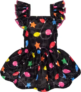 Fitwarm Christmas Light Dog Dress, Cute Dog Christmas Outfit, Doggy Clothes for Small Dogs Girl, Pet Apparel, Black, Pink, Red, Large