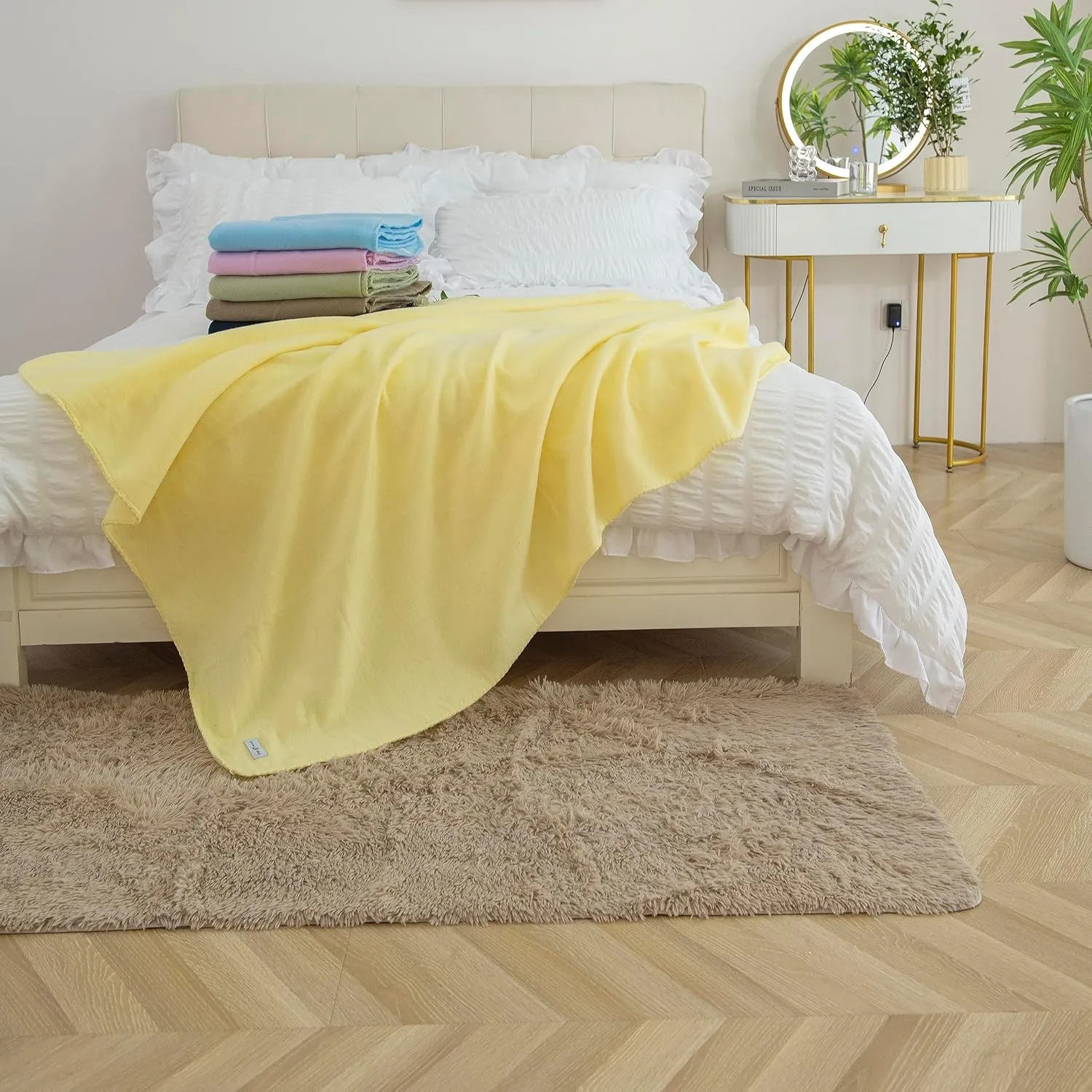 Fleece Throw Blankets Bulk Fleece Blankets Solid Wholesale Lightweight Warm Soft for Pet Bed Sofa Couch Office Wedding Gifts Travel Seasons Assorted #9 50x60 Inches Pack of 6