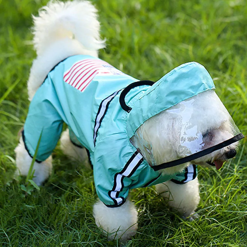 Four Legged Outdoor Waterproof Reflective Dog Raincoat