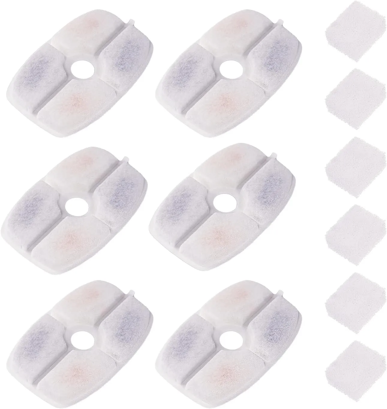 furrybaby Carbon Replacement Filters for Cat and Dog Fountain, Premium Pet Water Fountain Dispenser Filters (6 Packs for Rectangular White)