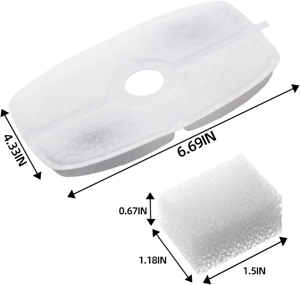 furrybaby Carbon Replacement Filters for Cat and Dog Fountain, Premium Pet Water Fountain Dispenser Filters (6 Packs for Rectangular White)