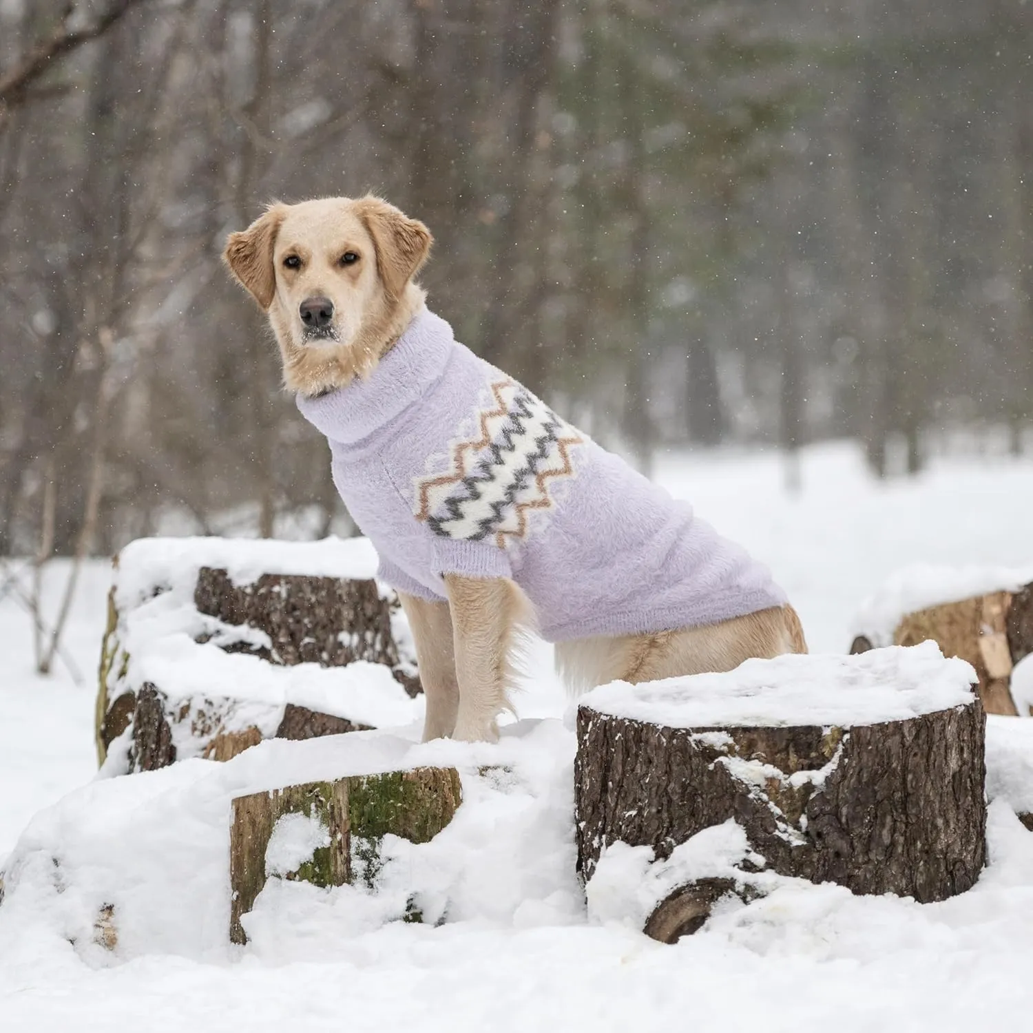 Fuzzy Dog Sweater - Cozy & Soft Knit Sweater for Dogs - Warm Winter Dog Pullover - Stylish & Comfortable - X-Large, Lavender