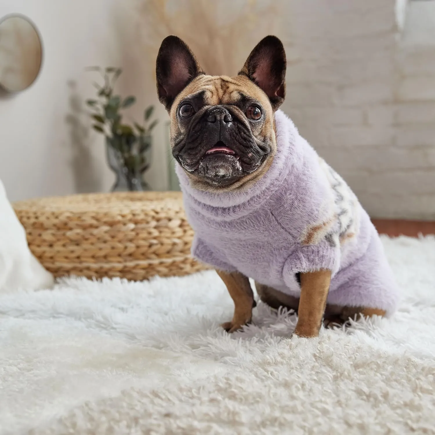 Fuzzy Dog Sweater - Cozy & Soft Knit Sweater for Dogs - Warm Winter Dog Pullover - Stylish & Comfortable - X-Large, Lavender