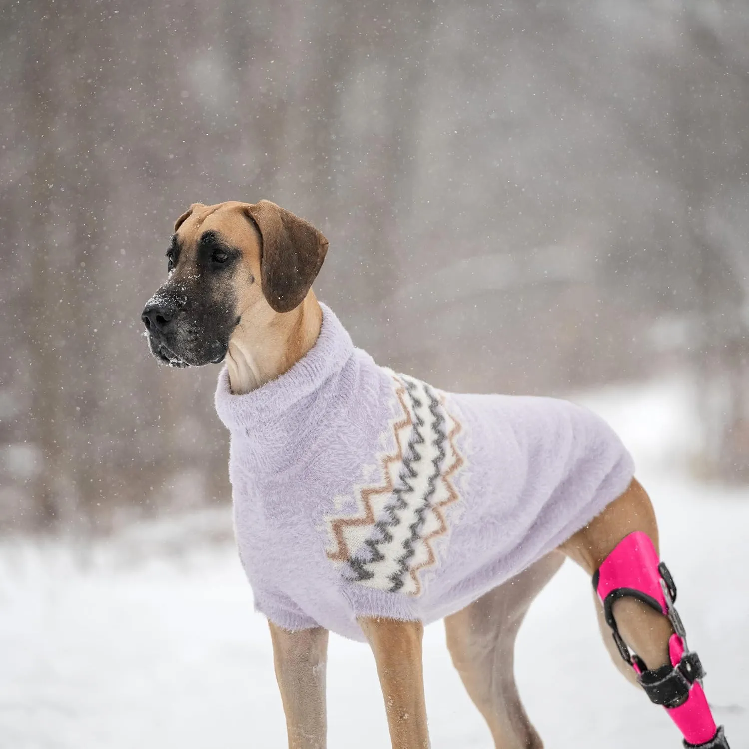 Fuzzy Dog Sweater - Cozy & Soft Knit Sweater for Dogs - Warm Winter Dog Pullover - Stylish & Comfortable - X-Large, Lavender