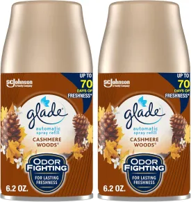 Glade Automatic Spray Refill, Air Freshener for Home and Bathroom, Cashmere Woods, 6.2 Oz, 2 Count
