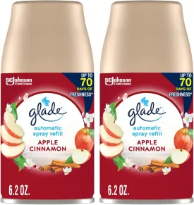 Glade Automatic Spray Refill, Apple Cinnamon, Scented Air Freshener for Home and Bathroom, 6.2 Oz, 2 Count