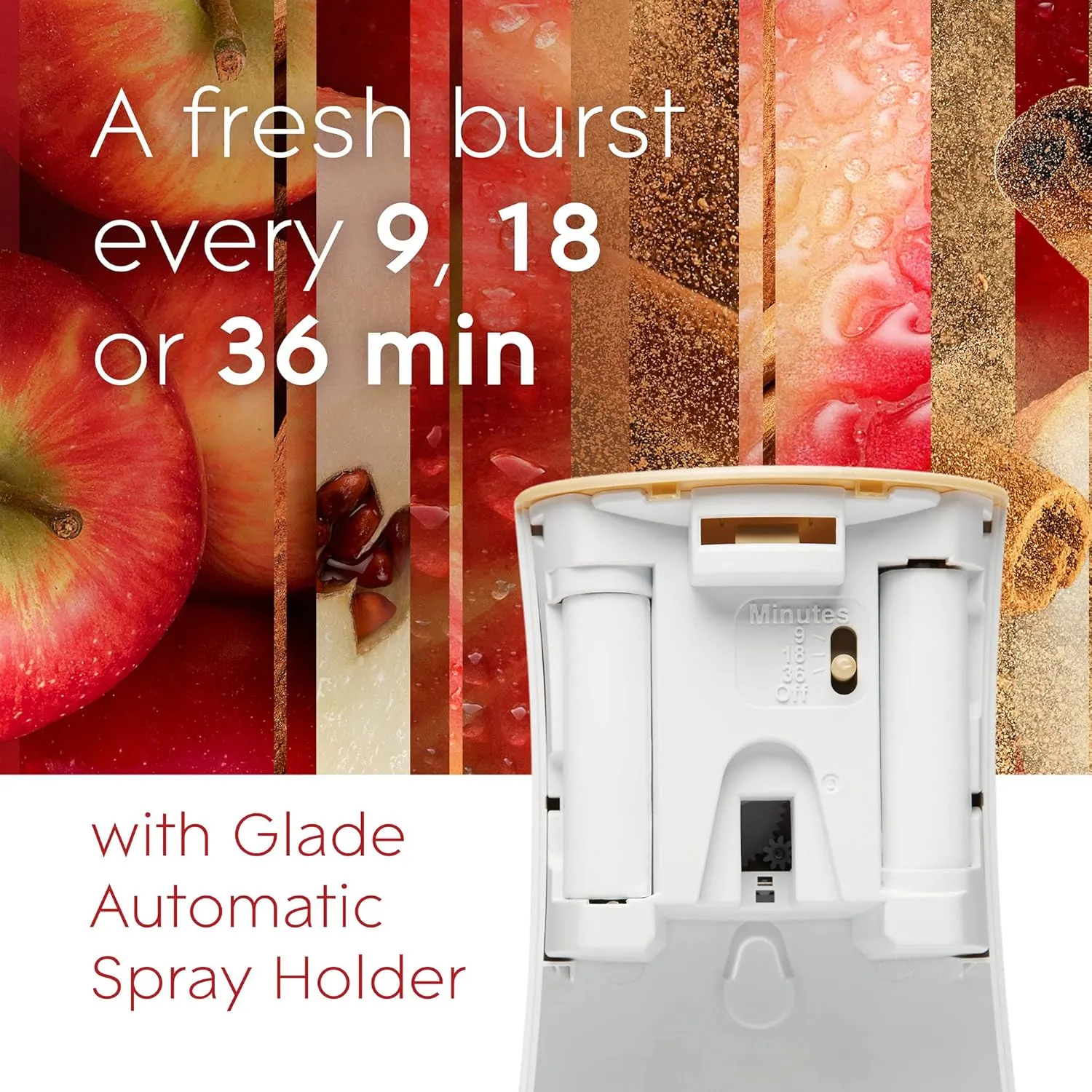 Glade Automatic Spray Refill, Apple Cinnamon, Scented Air Freshener for Home and Bathroom, 6.2 Oz, 2 Count
