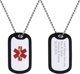 GOLDCHIC JEWELRY Personalized ID Dog Tag for Men, USA Flag/Military/Medical Alert Necklace,Stainless Steel Army Necklaces Chain, Independence Day Gift for Dad Father Husband