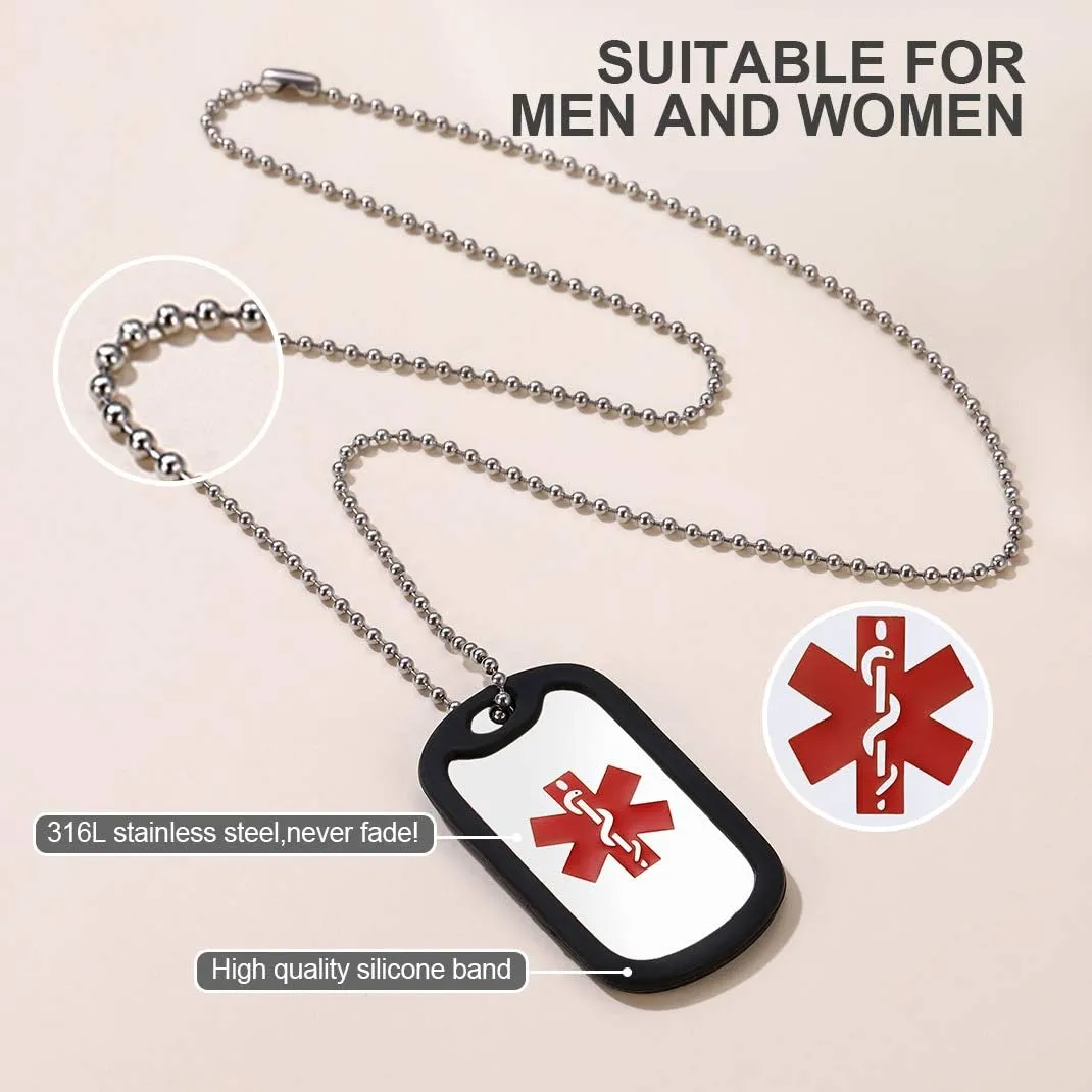 GOLDCHIC JEWELRY Personalized ID Dog Tag for Men, USA Flag/Military/Medical Alert Necklace,Stainless Steel Army Necklaces Chain, Independence Day Gift for Dad Father Husband