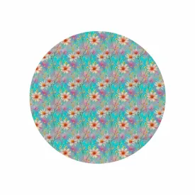Green Floral  Circular Micro Fleece Blanket 47"
