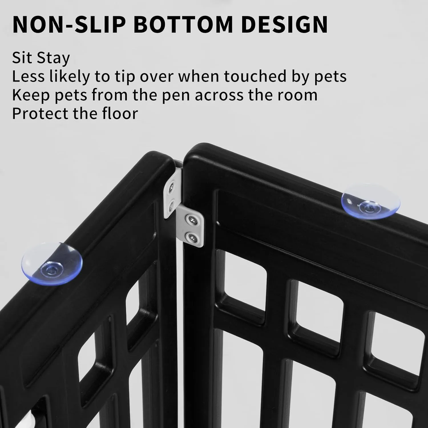 Gupamiga Pet Playpen Foldable Gate for Dogs Heavy Plastic Puppy Exercise Pen Small Pets Fence Puppies Folding Cage 4 Panels for Puppies and Small Dogs House Black (33.5x33.5 Inches)
