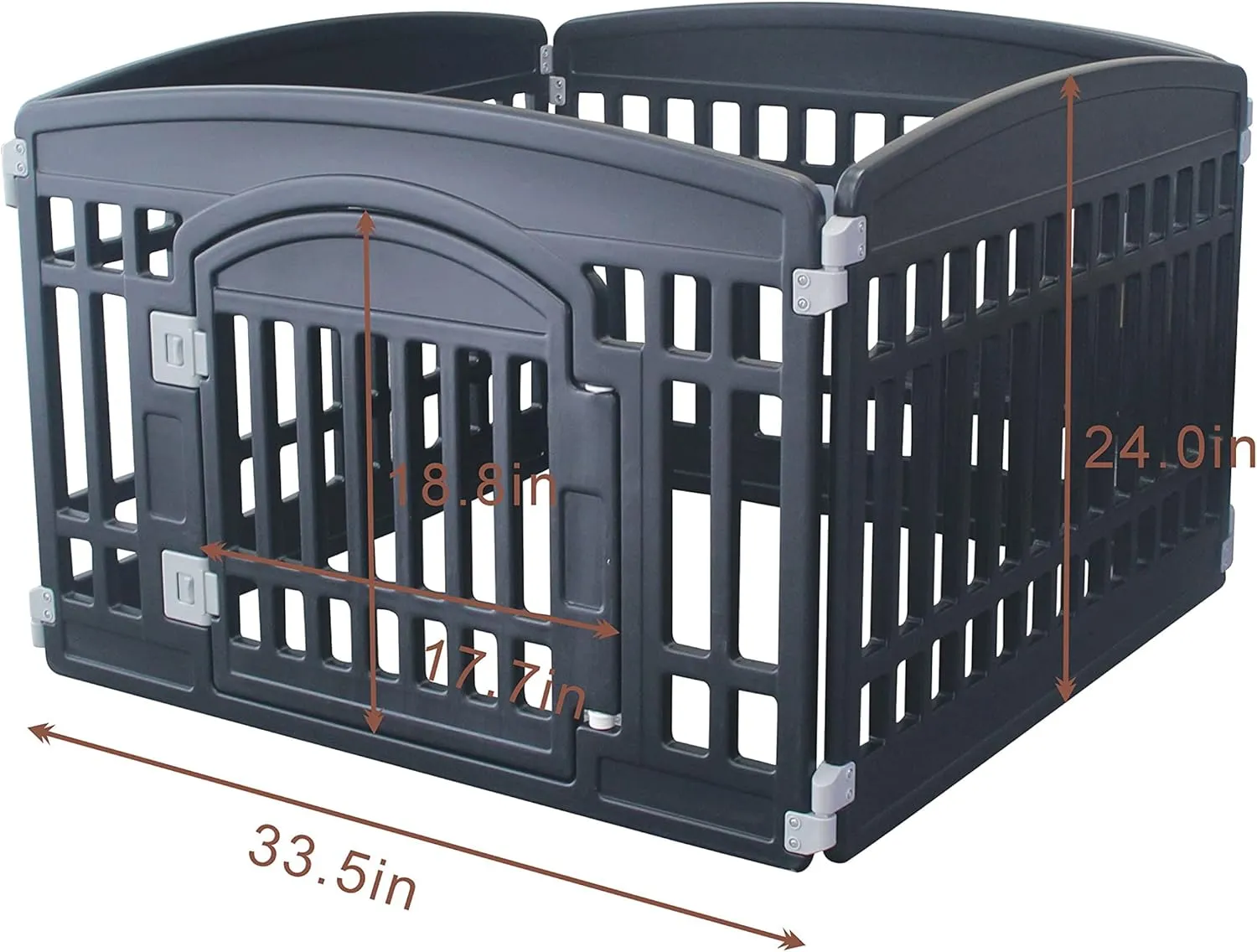 Gupamiga Pet Playpen Foldable Gate for Dogs Heavy Plastic Puppy Exercise Pen Small Pets Fence Puppies Folding Cage 4 Panels for Puppies and Small Dogs House Black (33.5x33.5 Inches)