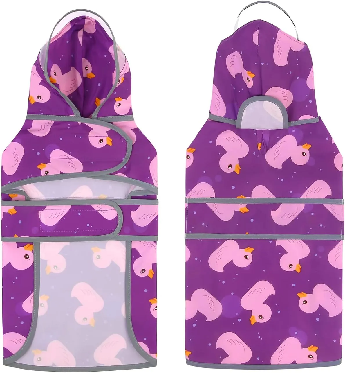 HDE Dog Raincoat with Clear Hood Rain Jacket Poncho for Small Medium Large Dogs Ducks Purple - S