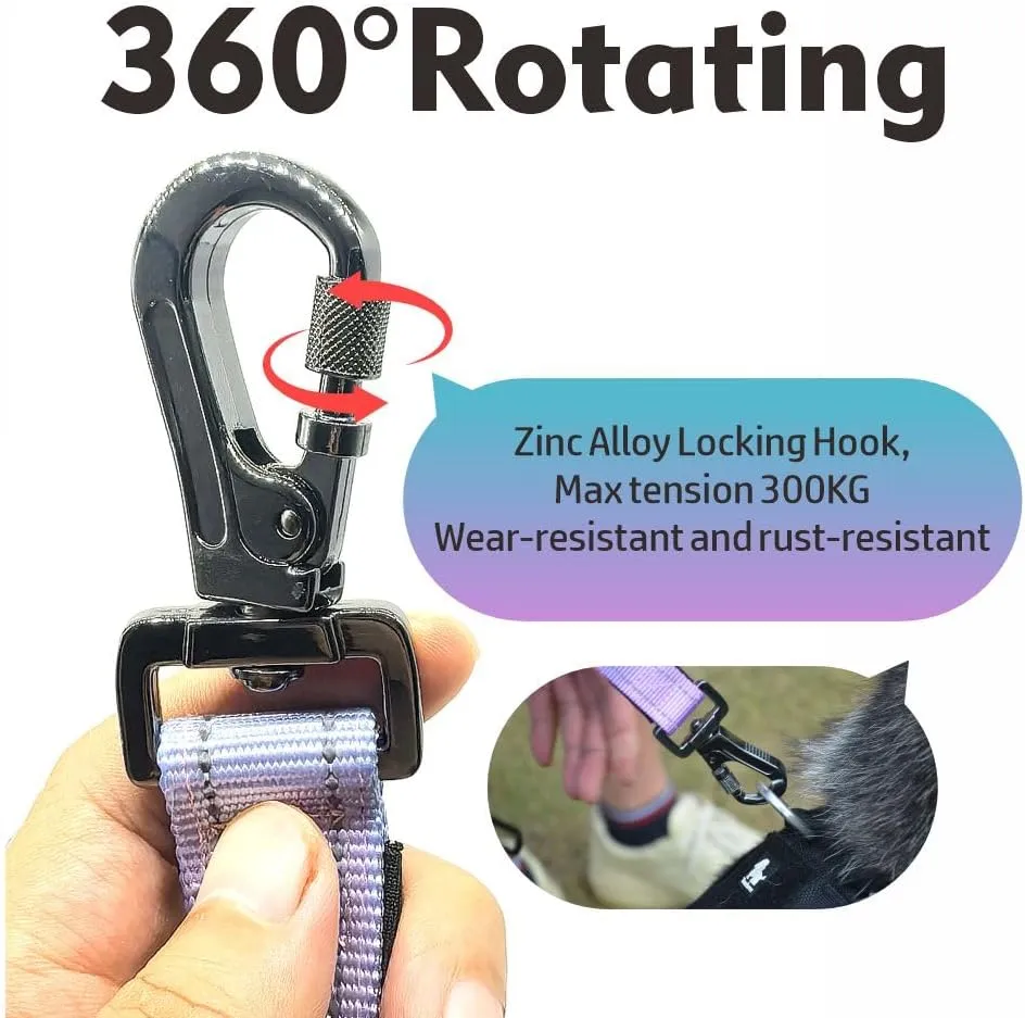 Heavy Duty Hands Free Dog Leash,Dual Handle Bungee Leash for Medium Large Dogs, Bungee Dog Running Waist LeashCross BodyShoulder & Waist with Car Seatbelt