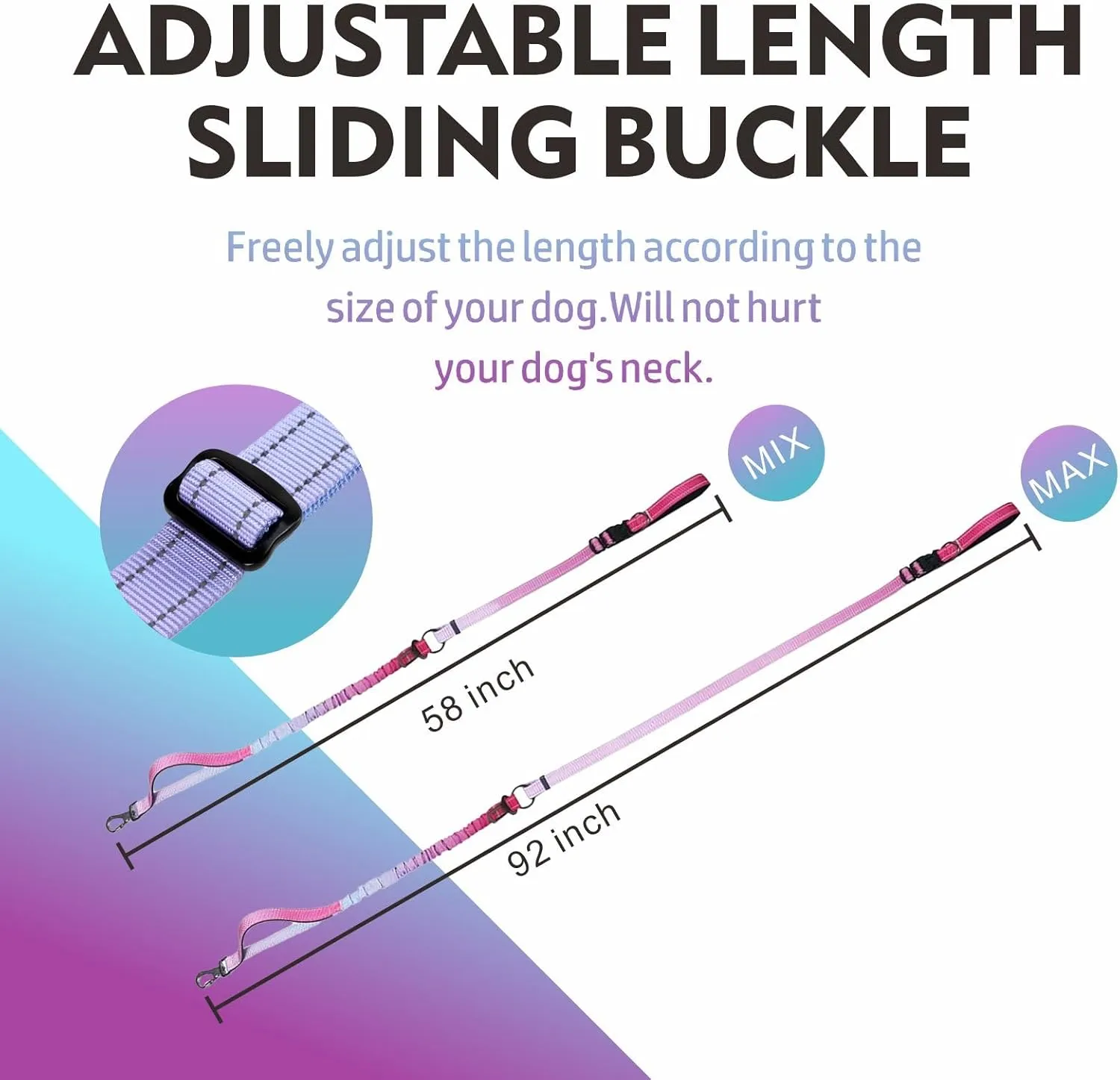 Heavy Duty Hands Free Dog Leash,Dual Handle Bungee Leash for Medium Large Dogs, Bungee Dog Running Waist LeashCross BodyShoulder & Waist with Car Seatbelt